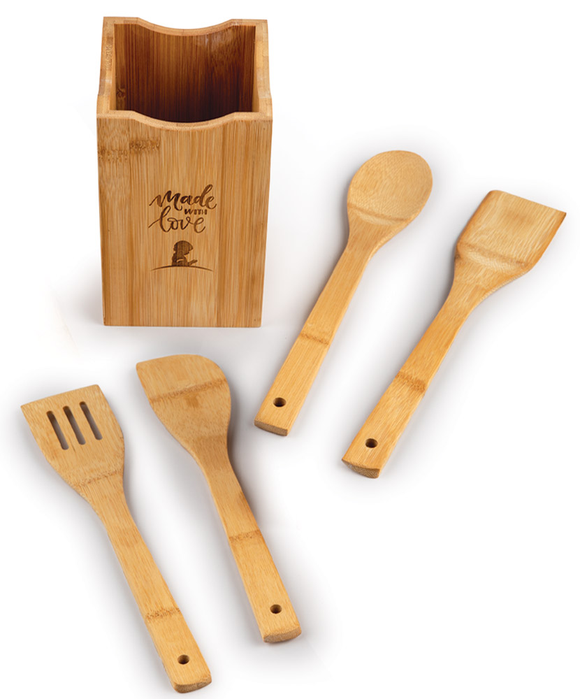 Bamboo Kitchen Utensil Holder & Set St. Jude Gift Shop